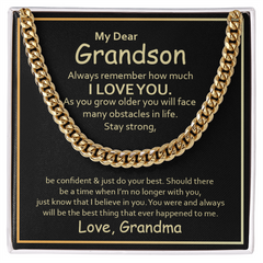 To My Grandson, Love Grandma Cuban Link Chain Necklace