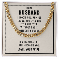 To My Husband Cuban Link Chain Necklace