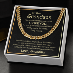 To My Grandson, Love Grandma Cuban Link Chain Necklace