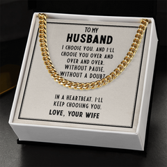 To My Husband Cuban Link Chain Necklace