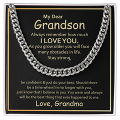 To My Grandson, Love Grandma Cuban Link Chain Necklace