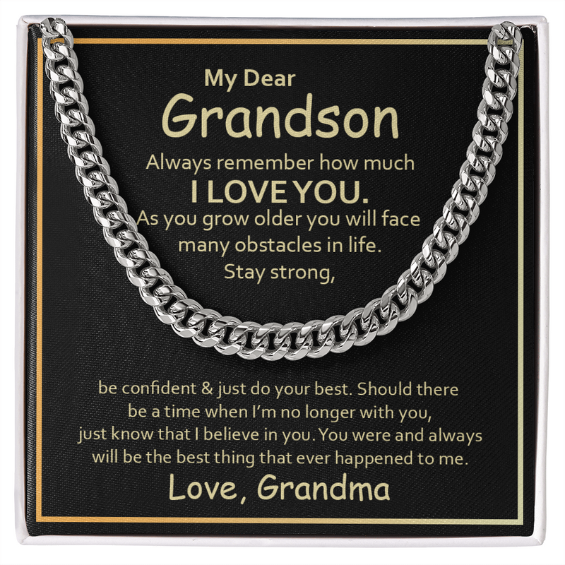 To My Grandson, Love Grandma Cuban Link Chain Necklace