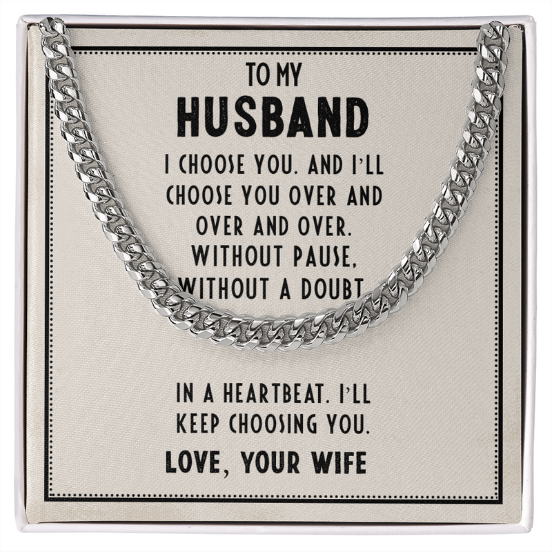 To My Husband Cuban Link Chain Necklace