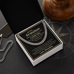 To My Grandson, Love Grandma Cuban Link Chain Necklace