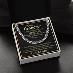 To My Grandson, Love Grandma Cuban Link Chain Necklace