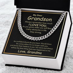 To My Grandson, Love Grandma Cuban Link Chain Necklace