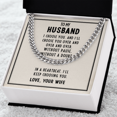 To My Husband Cuban Link Chain Necklace