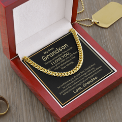 To My Grandson, Love Grandma Cuban Link Chain Necklace