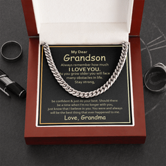 To My Grandson, Love Grandma Cuban Link Chain Necklace